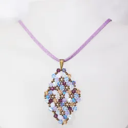 Pendant 65cm - Shea Rhombus M-Mauve Suedine - Pendant 65cm - Laiton bronze